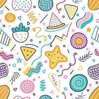 seamless pattern with colorful objects and shapes vector