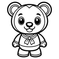 a coloring page of a teddy bear vector