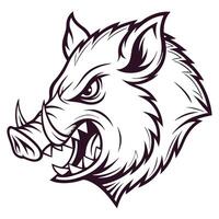 a wild boar head with its mouth open vector