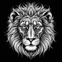 lion head in a vintage style on a black background vector
