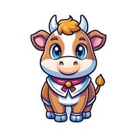 cartoon cow with a bow tie on its head vector