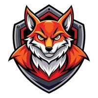 a red fox head on a shield vector
