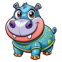 cartoon hippo with big eyes and a smile vector