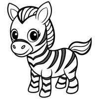 a zebra is standing in a black and white coloring page vector