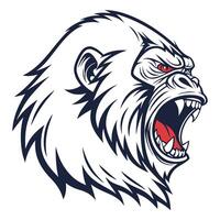 gorilla head with open mouth and red teeth vector