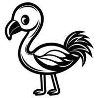 a black and white drawing of a flamingo vector