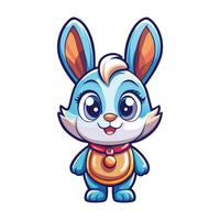 cute cartoon rabbit with a collar and a belt vector