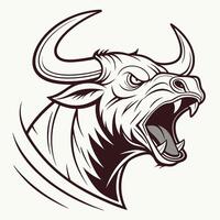 an angry bull head with its mouth open vector