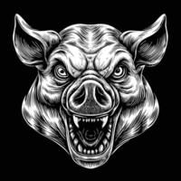 the head of a pig is shown on a black background vector