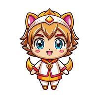 a cartoon character with big eyes and a cat ears vector