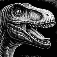 a drawing of a t - rex head with its mouth open vector