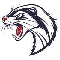 an angry ferret head with its mouth open vector