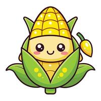 a cartoon corn with a smile on its face vector