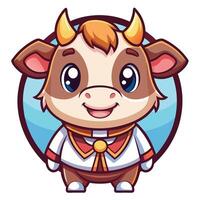 cartoon cow character with horns and a bowtie vector
