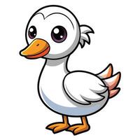 a cartoon white duck with orange beak vector