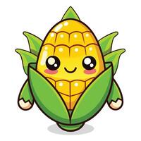 a cartoon corn with eyes and a smile vector