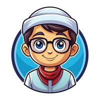 a cartoon boy wearing glasses and a cap vector