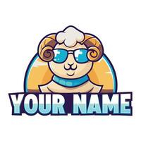 a cartoon sheep wearing sunglasses and a hat with the word 'your name ' vector