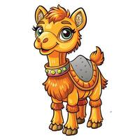 cartoon llama with a saddle and a big head vector