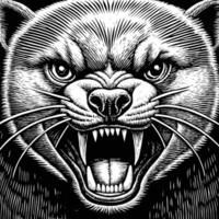 a black and white illustration of a panther head vector