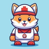 a cartoon fox wearing a red cross on his chest vector