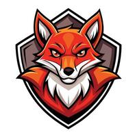 a red fox head on a shield vector