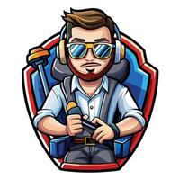 a cartoon man with sunglasses and headphones sitting in a car vector