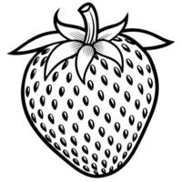 a strawberry is shown in a black and white drawing vector