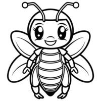 cute cartoon bee coloring pages vector