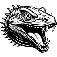 an angry lizard head with spikes on its face vector