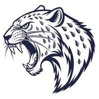 the head of a jaguar is shown in black and white vector