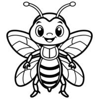coloring pages for kids with a bee vector