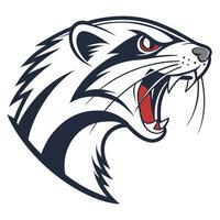 a badger mascot head with its mouth open vector