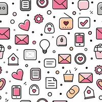 seamless pattern with icons of love and romance vector