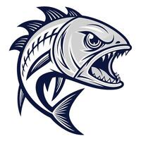 an illustration of a fish with its mouth open vector
