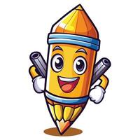 cartoon pencil character with a happy face vector
