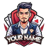 a poker player with a name on the front vector