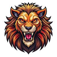 lion head with angry face on white background vector