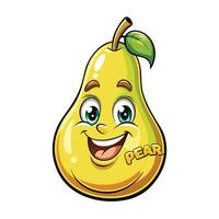 a cartoon pear with the word pear on it vector