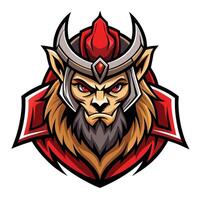 the head of a lion with horns and a crown vector