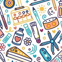 art supplies and tools in a seamless pattern vector