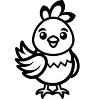 a black and white chicken with a big head vector