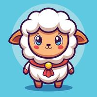 cartoon sheep character with a red bow on his head vector