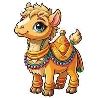 a cartoon llama with a colorful outfit vector