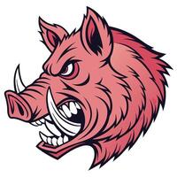the head of a wild boar is shown with its mouth open vector