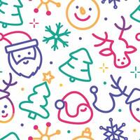 christmas seamless pattern with colorful icons vector
