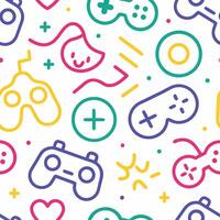 a colorful pattern with game controllers and hearts vector