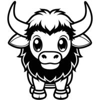 a cartoon buffalo with big horns and a big head vector