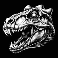 a t - rex head in a black and white drawing style vector