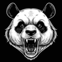 a panda bear head with its mouth open vector